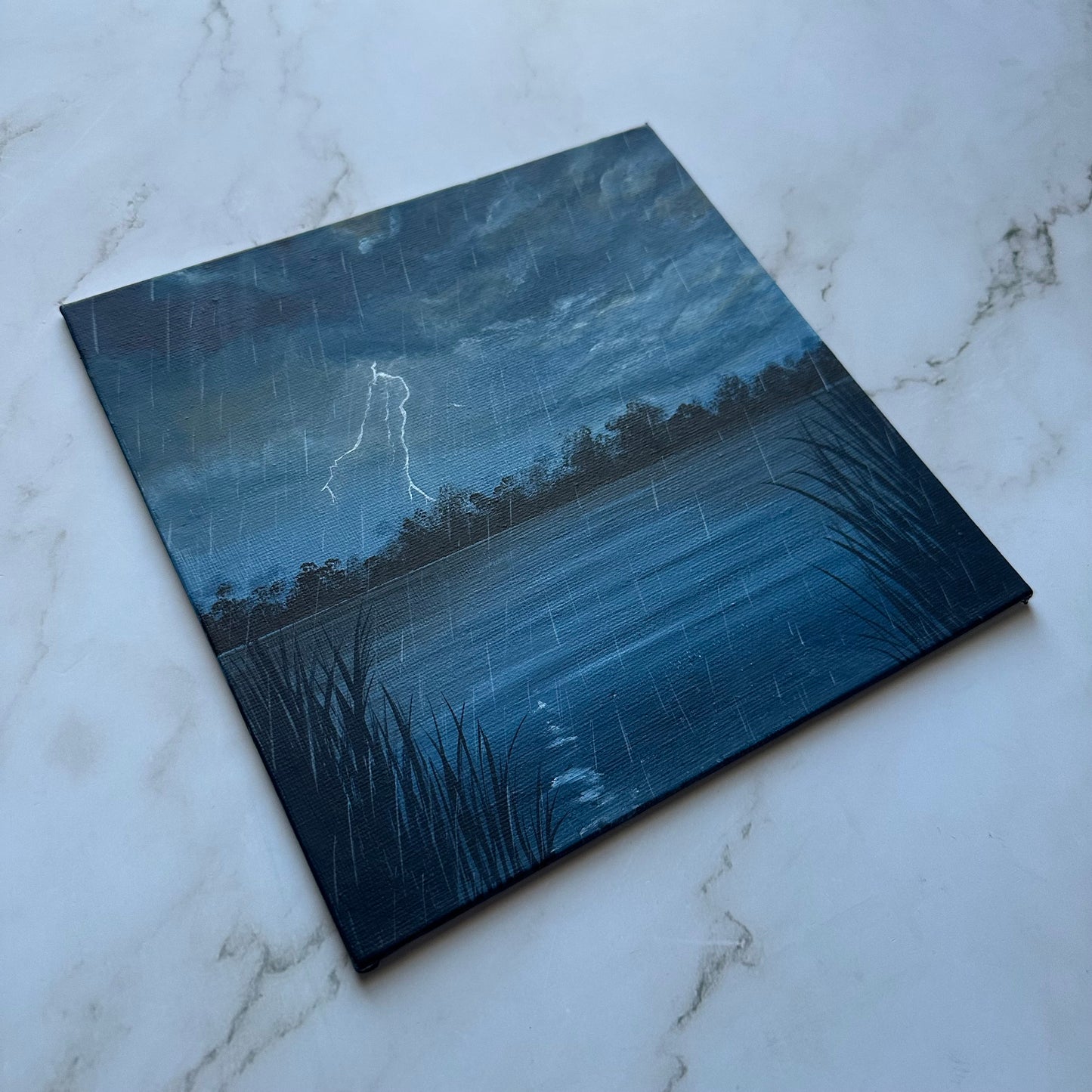 rainy night by the lake