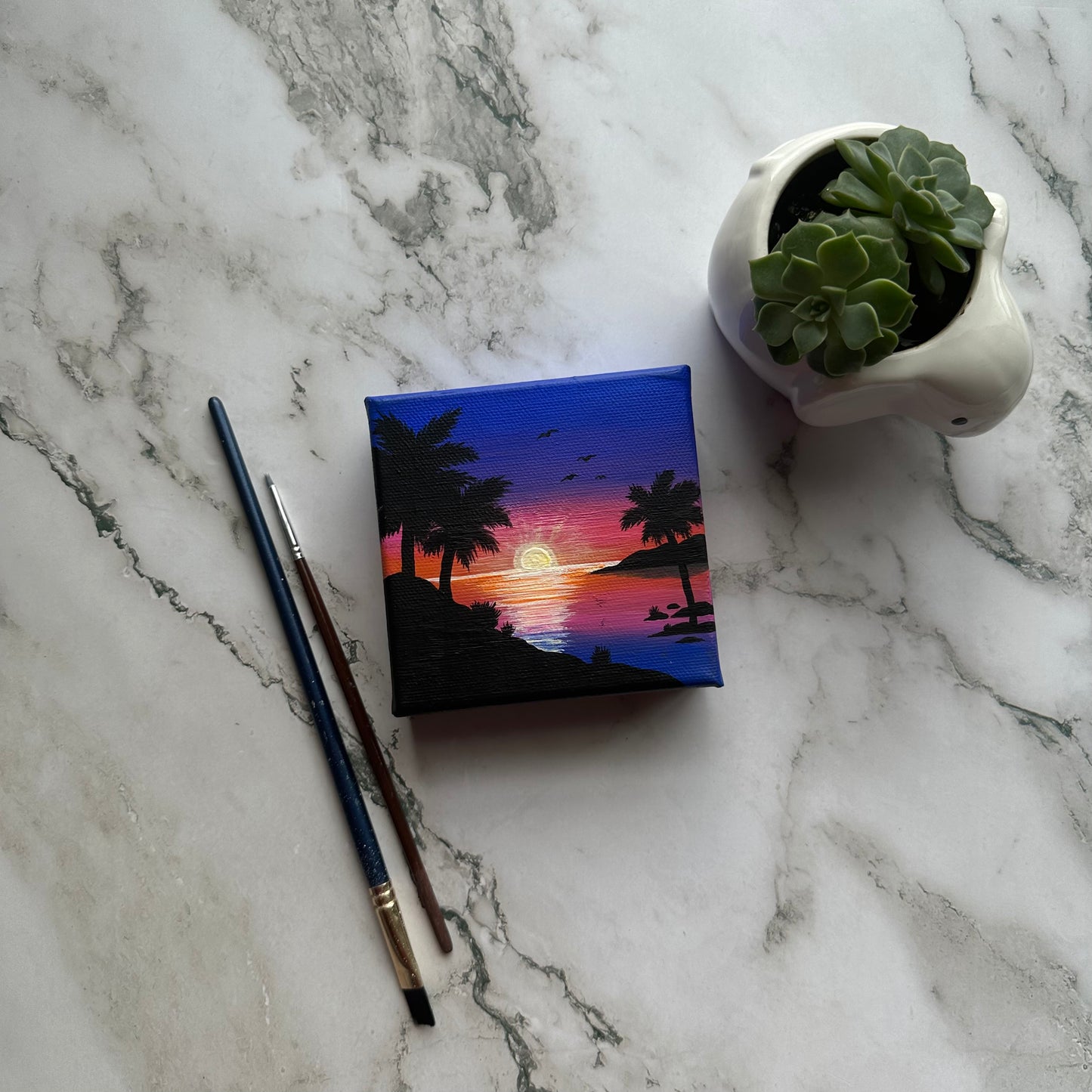 sunset at the beach painting