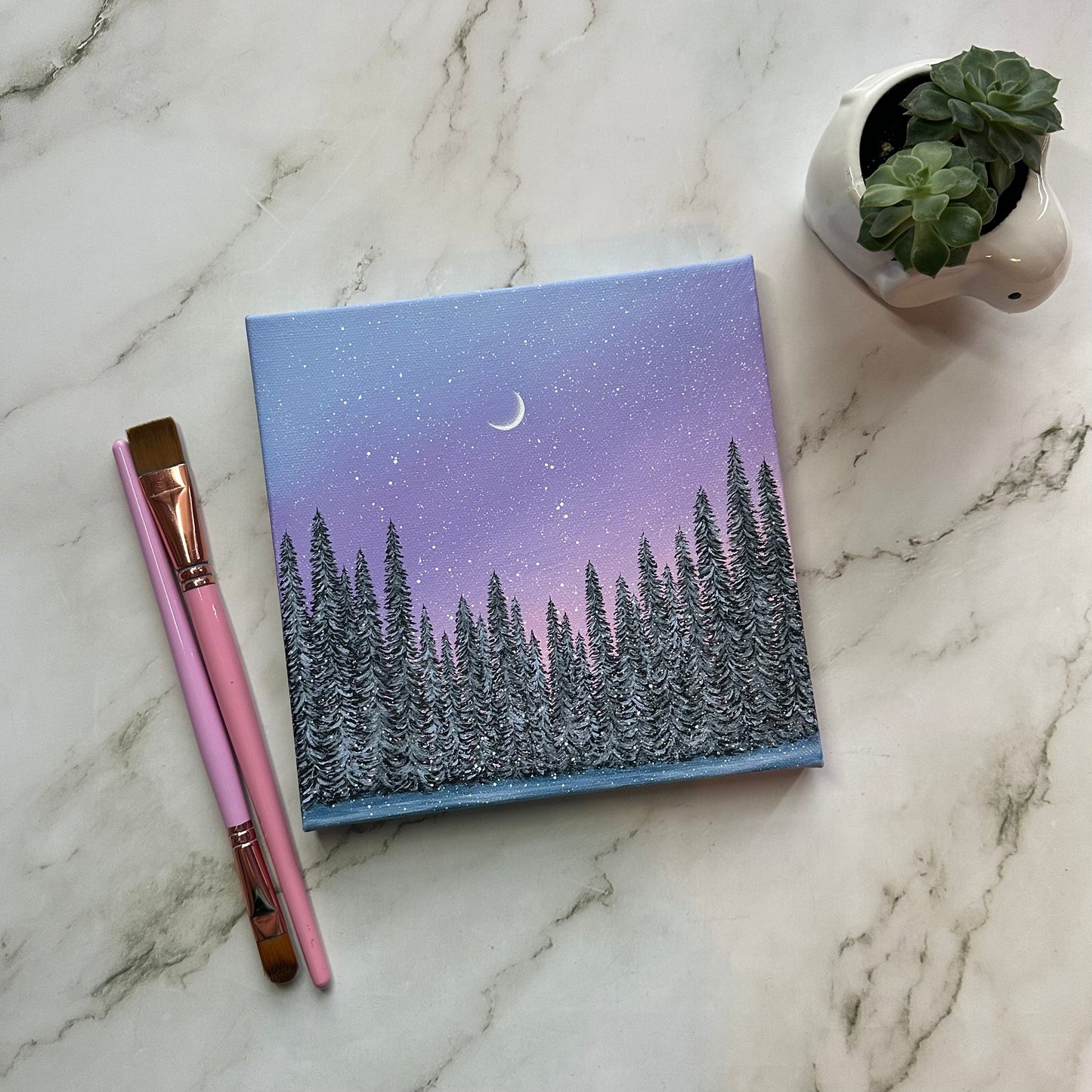 snowy pastel winterscape