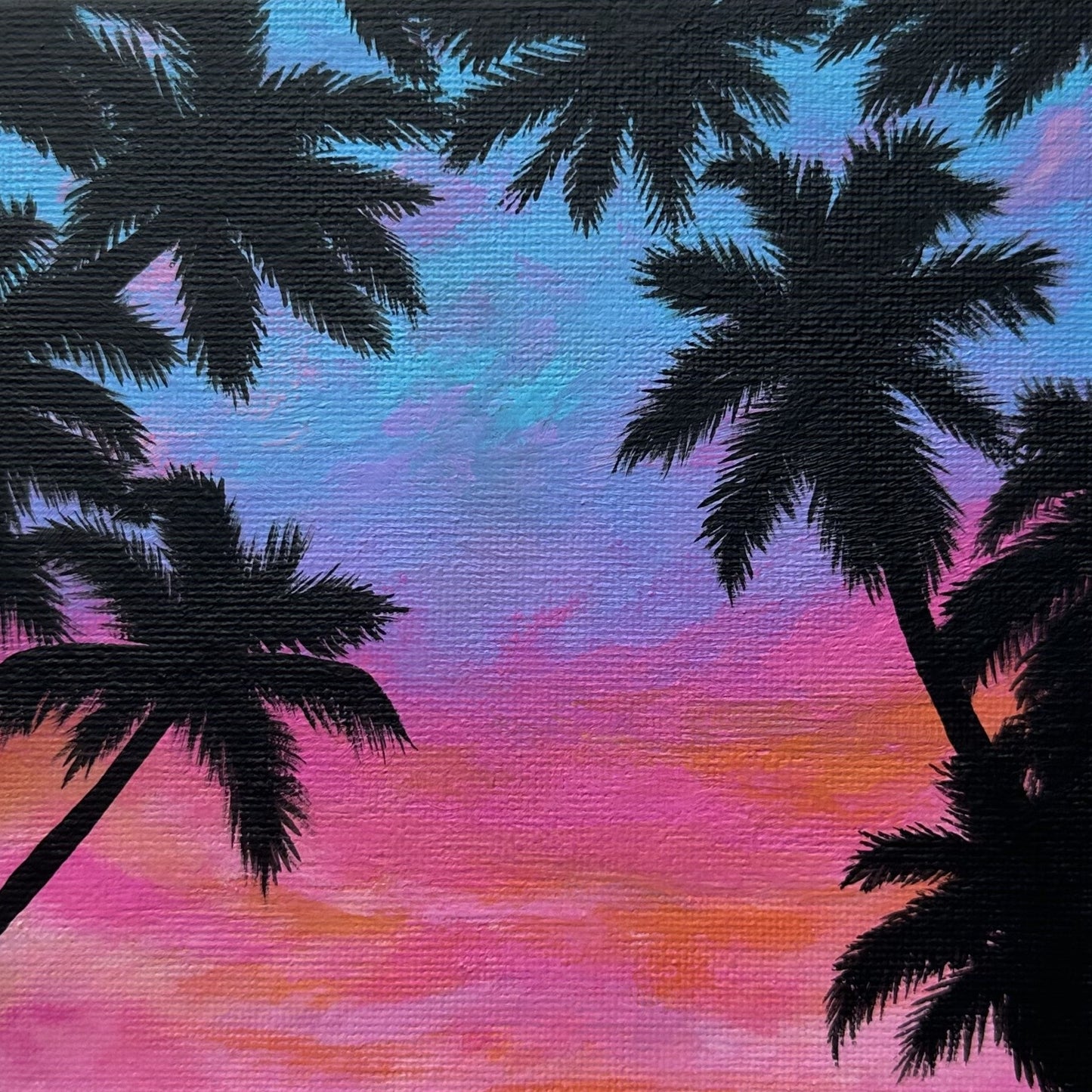 pink sunset palm trees