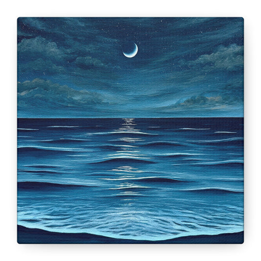 crescent moon over the sea - art print