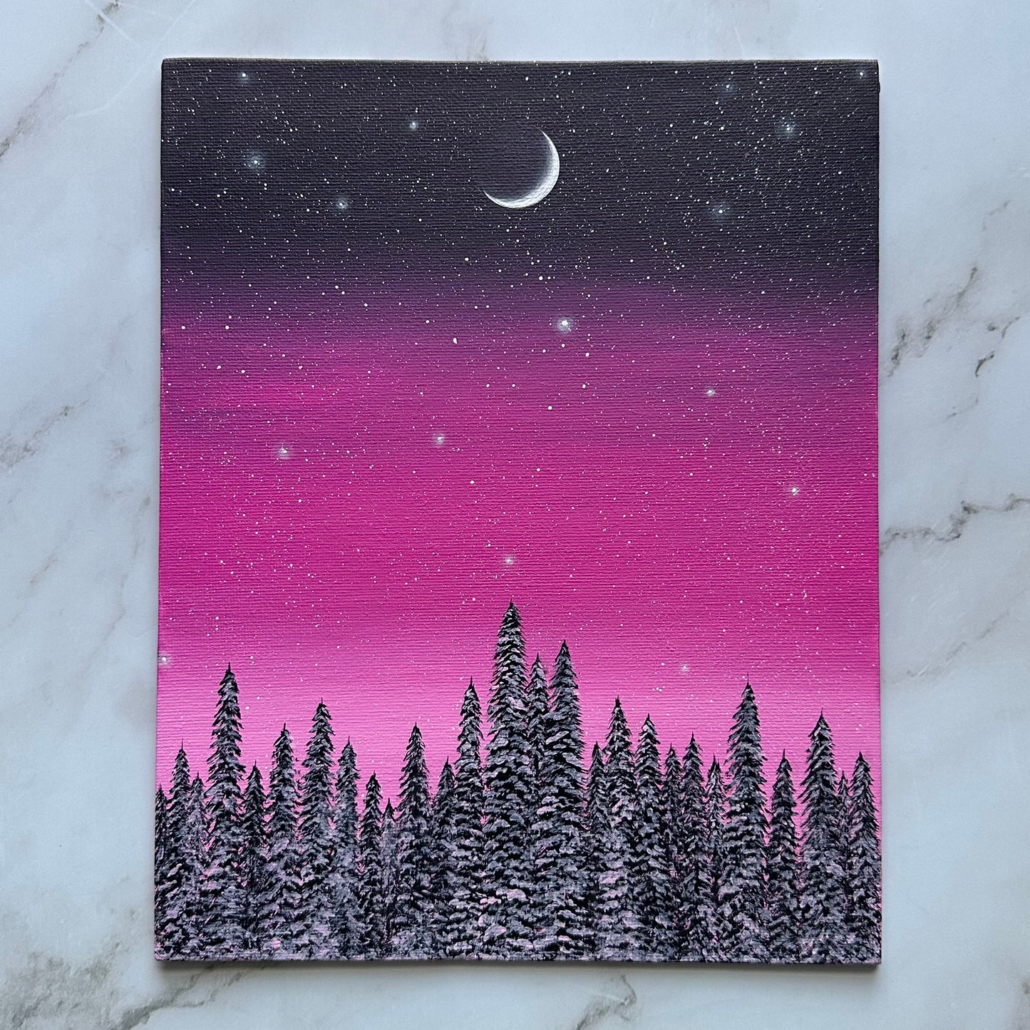 snowy pink night