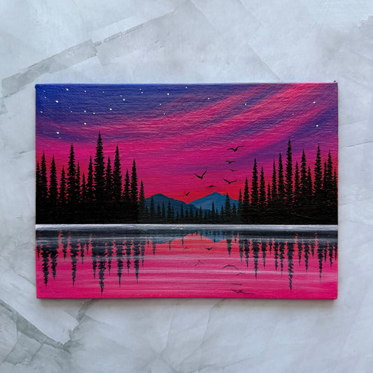 magenta skies, silent pines