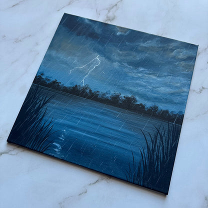 rainy night by the lake