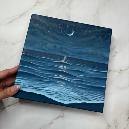 crescent moon seascape