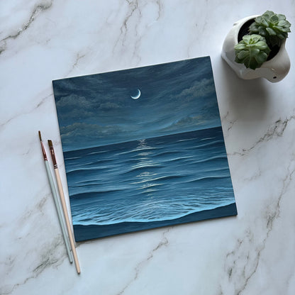 crescent moon over the sea