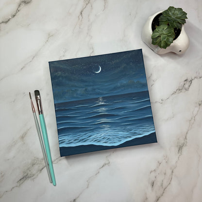 crescent moon seascape