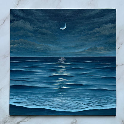 crescent moon over the sea