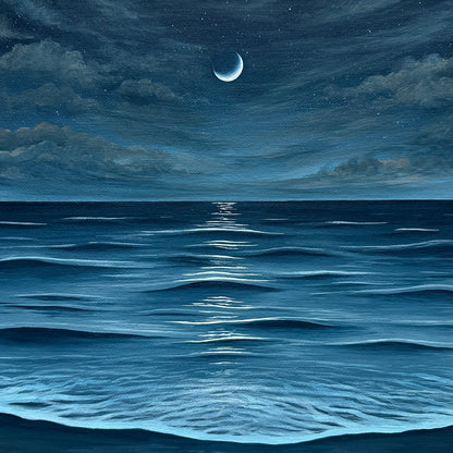 crescent moon over the sea