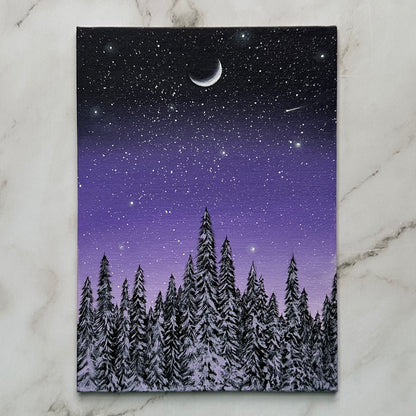 snowy purple night