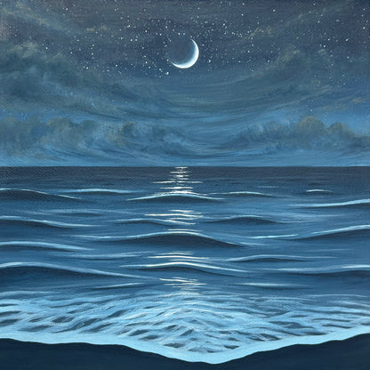 crescent moon seascape
