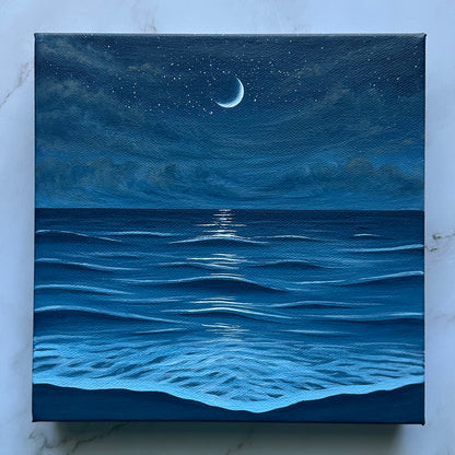 crescent moon seascape