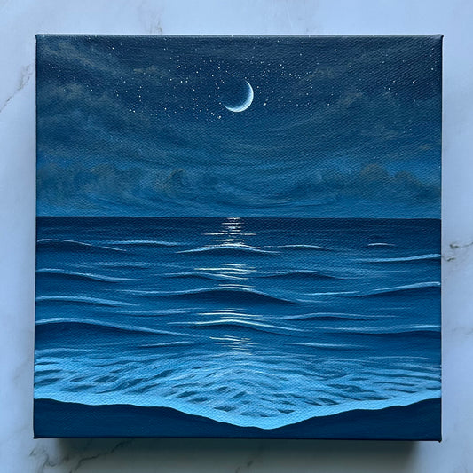 crescent moon seascape