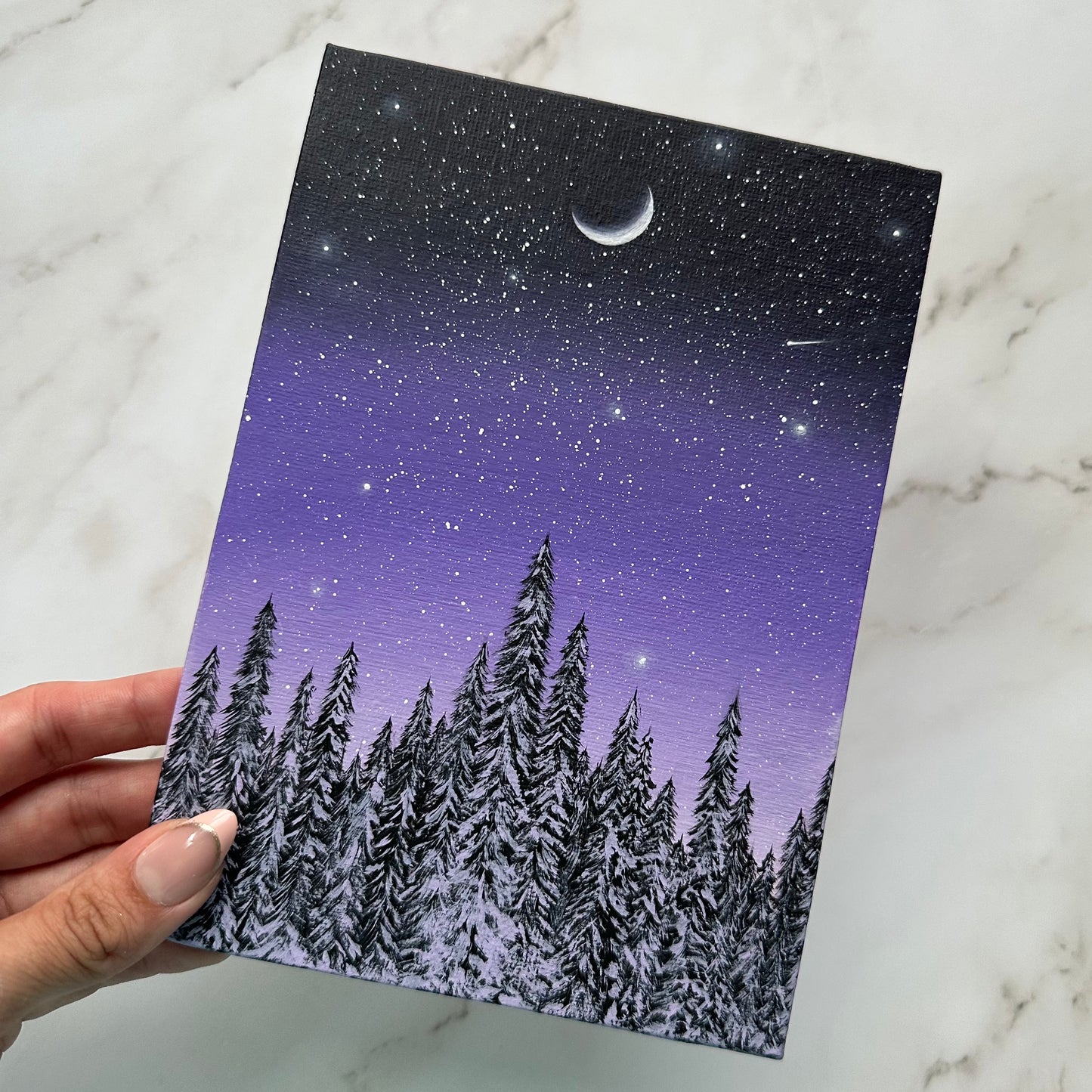 snowy purple night
