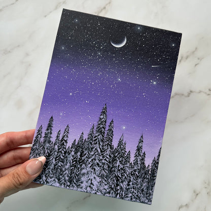 snowy purple night