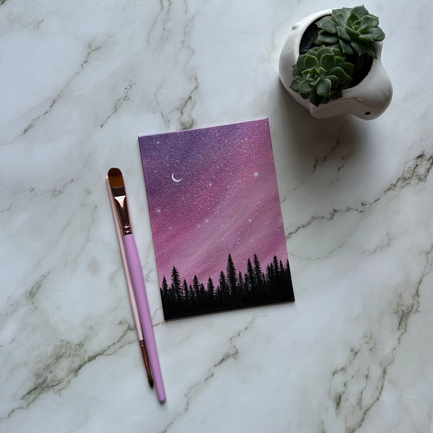 pink forest night