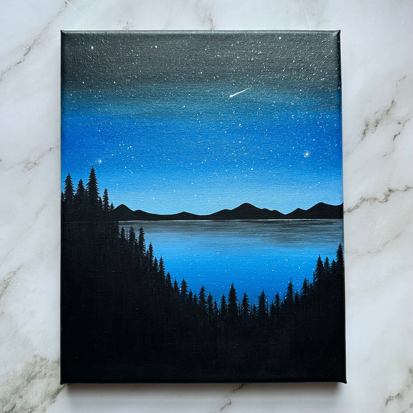 glistening blue night sky