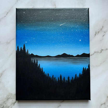 glistening blue night sky