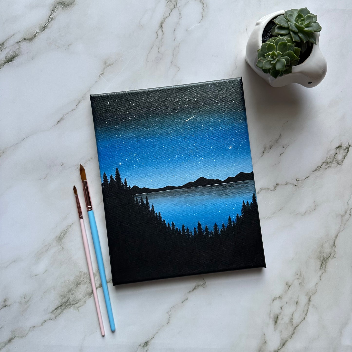 glistening blue night sky